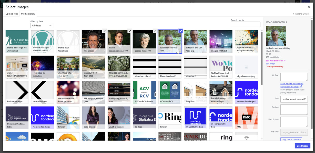 Multiple images can be selected directly from the native WordPress Media Library
