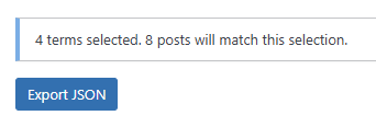 Export terms, posts, and related metadata with a single click.