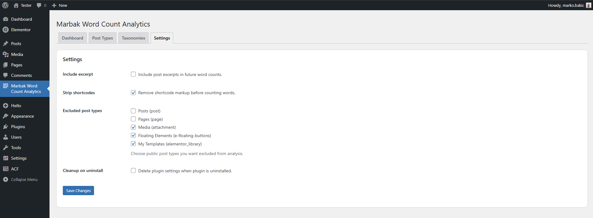 Settings screen for controlling excerpts, shortcode stripping, exclusions, and cleanup behavior